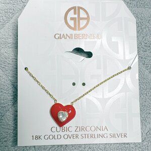 Giani Bernini - Cubic Zirconia & Red Enamel Heart Pendant Necklace